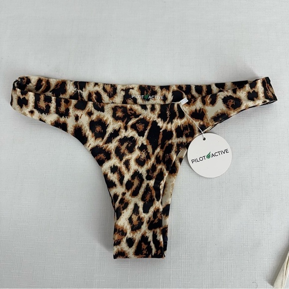 Pilot Active Large Mid High Waist Cheeky Leopard Print Sexy Bikini Bottom NEW - Picture 5 of 9
